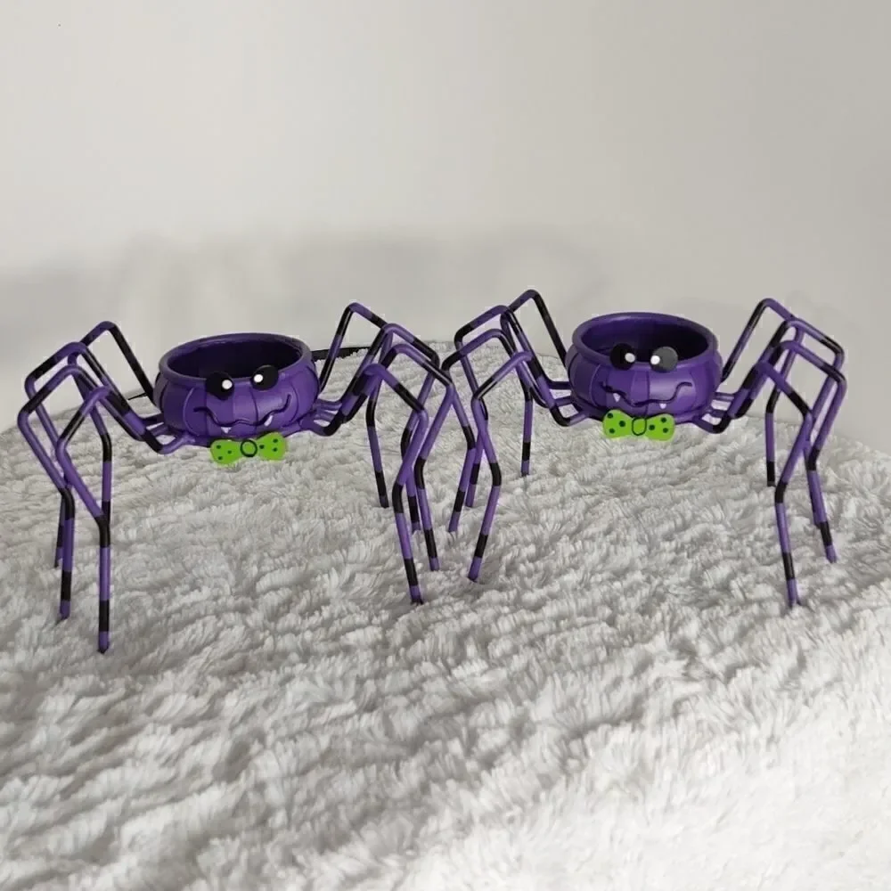 Two Halloween Spider Tea light Candle Holder